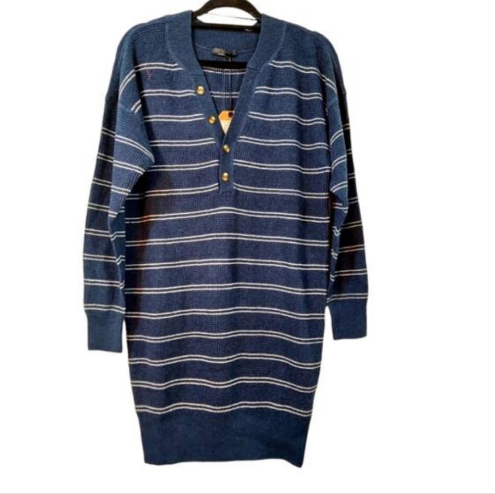 NWT Prana Milani Henley Dress - Nautical Stripe Size Large